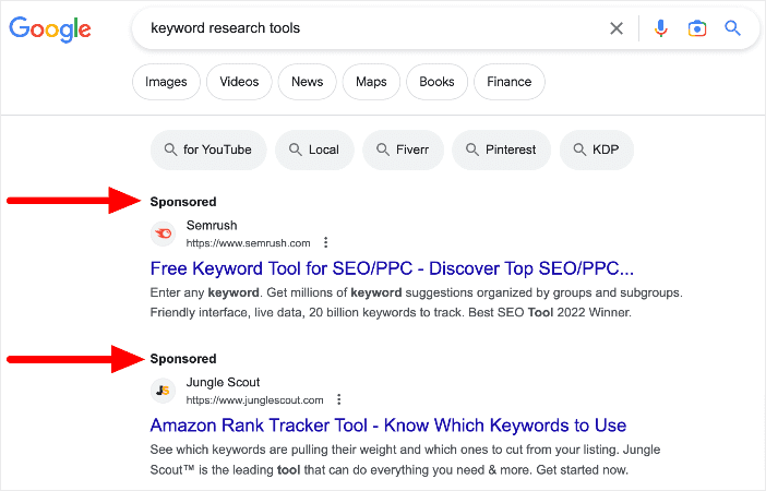 PPC sponcered result example in SERP